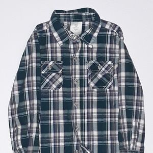 plaid button front